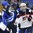 PLYMOUTH, MICHIGAN - APRIL 3: USA's Jocelyne Lamoureux-Davidson #17 and Finland's Eveliina Suonpaa #31 shake hands after USA's 5-3 preliminary round win at the 2017 IIHF Ice Hockey Women's World Championship. (Photo by Matt Zambonin/HHOF-IIHF Images)

